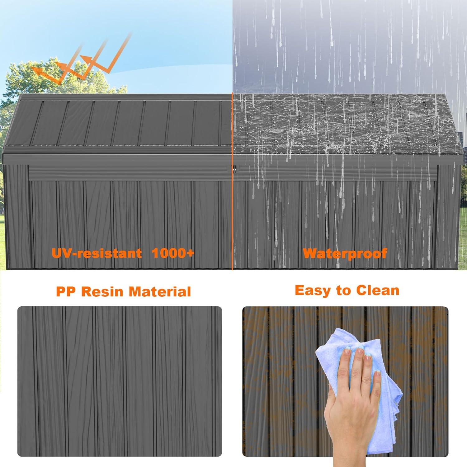 image100 Gallon Resin Deck Box Lockable Patio Outdoor Storage Box for Furniture Garden Tools and Tools Storage Waterproof Outside Storage Boxes  BlackBlack