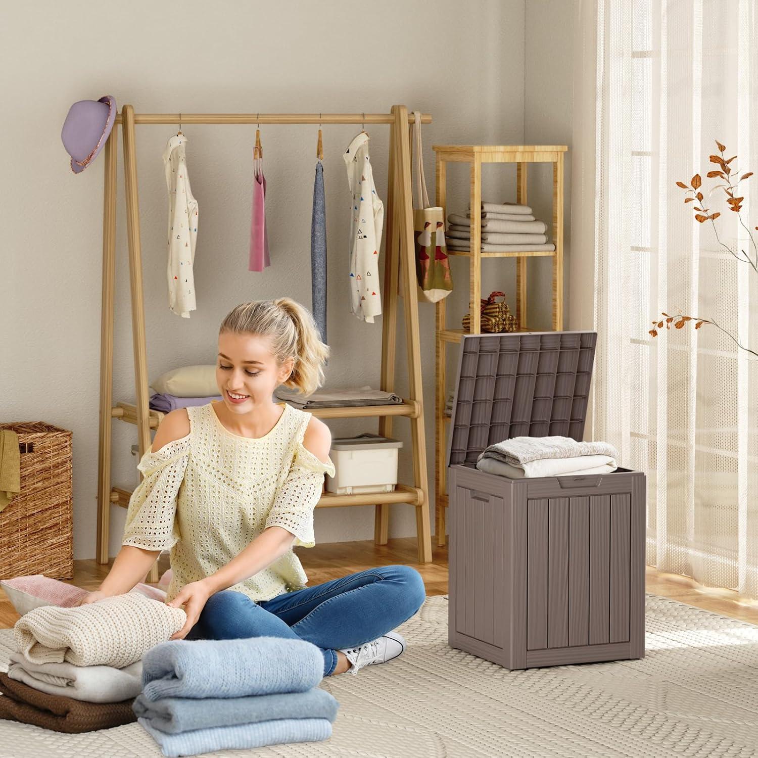 image100 Gallon Resin Deck Box Lockable Patio Outdoor Storage Box for Furniture Garden Tools and Tools Storage Waterproof Outside Storage Boxes  BlackGrey