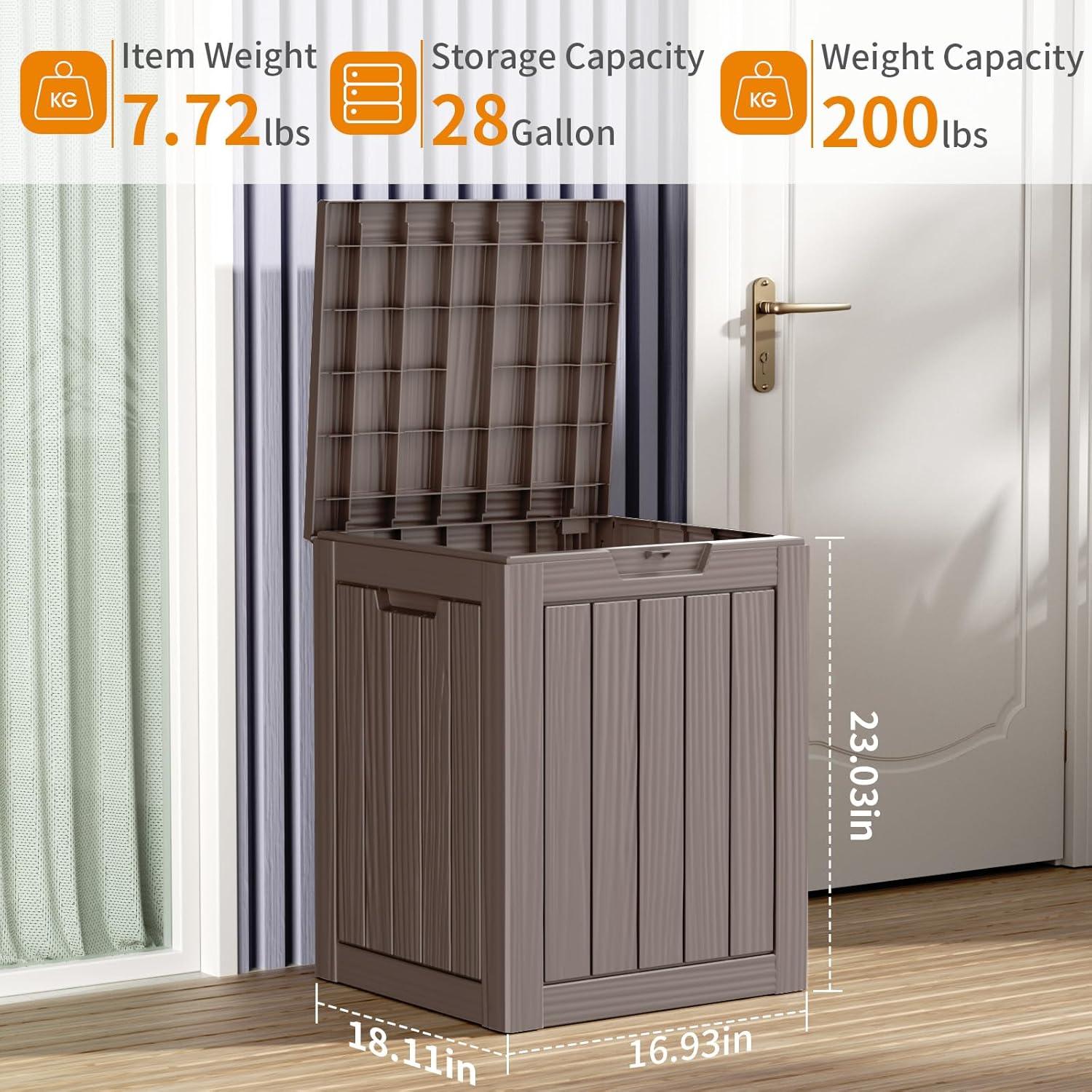 image100 Gallon Resin Deck Box Lockable Patio Outdoor Storage Box for Furniture Garden Tools and Tools Storage Waterproof Outside Storage Boxes  BlackGrey