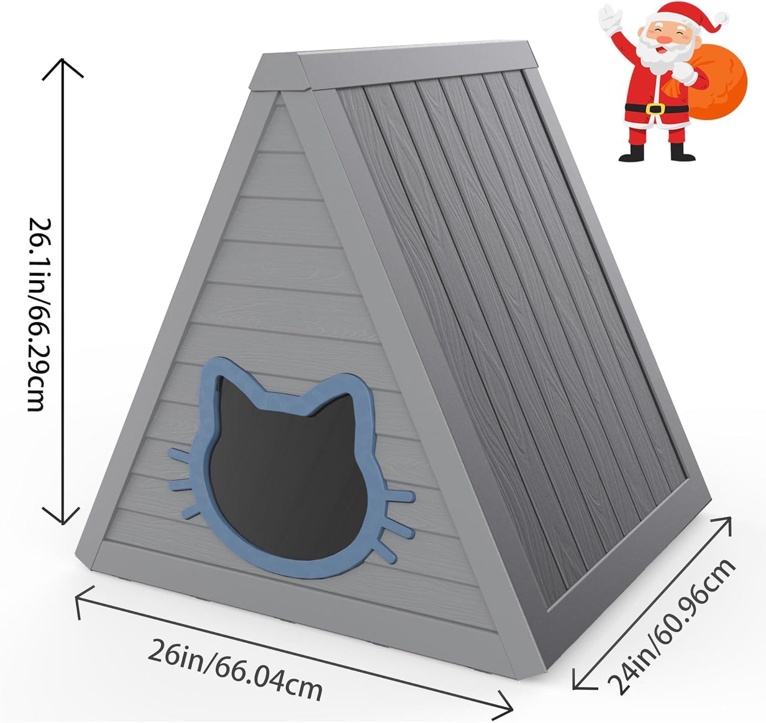 imageCat House for Outdoor Weatherproof Shelter Cats Triangle Moisture and Odor ResistantAntarctic Gray