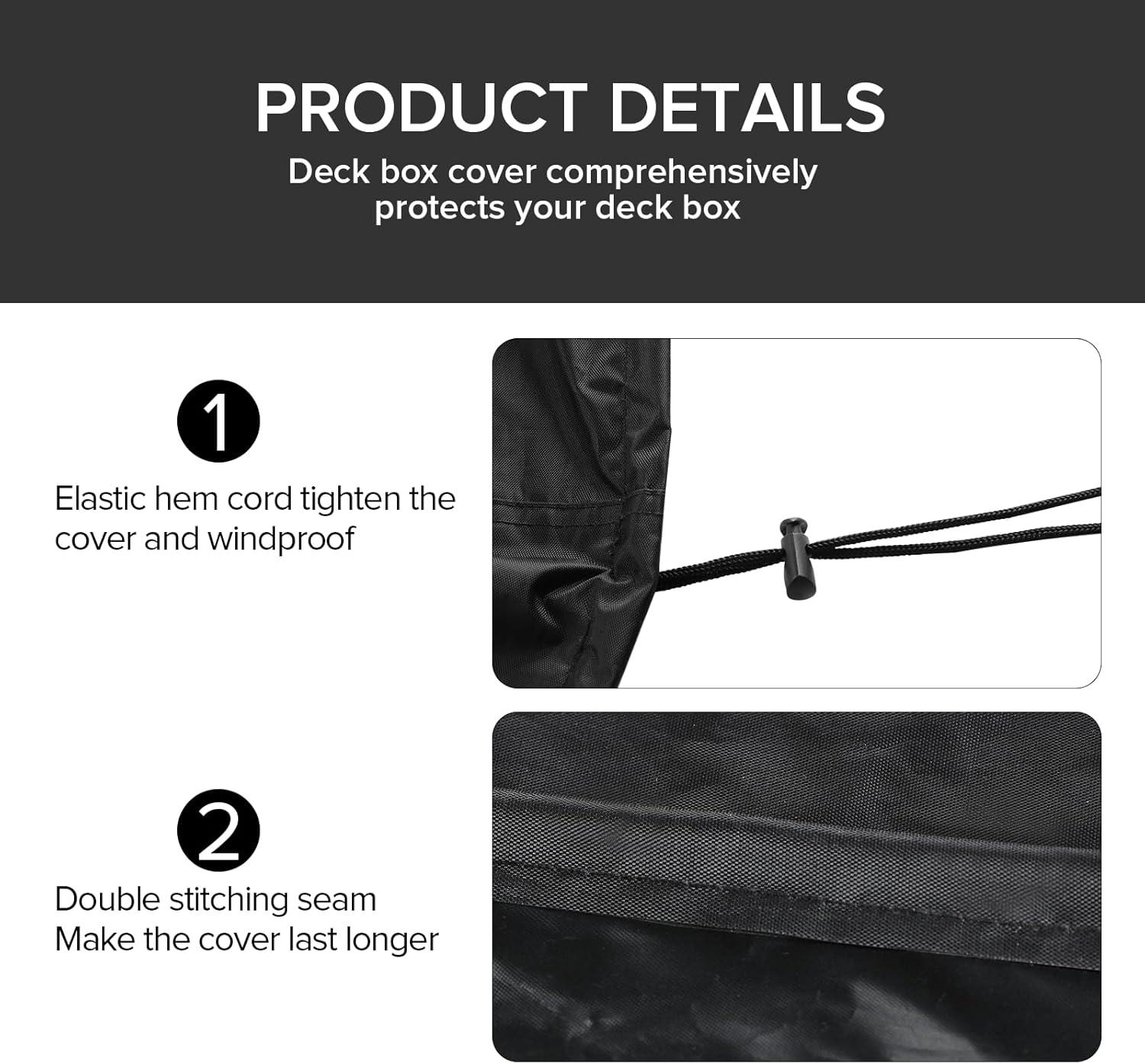 imageDeck Box Cover Outdoor Storage Box Cover XXL 230 Gallon Deck Box Outside Patio Storage Bench  600D Heavy Duty WaterproofBlack 66quot L x 33quot W x 33quot H49 L x 24 W x 25 H