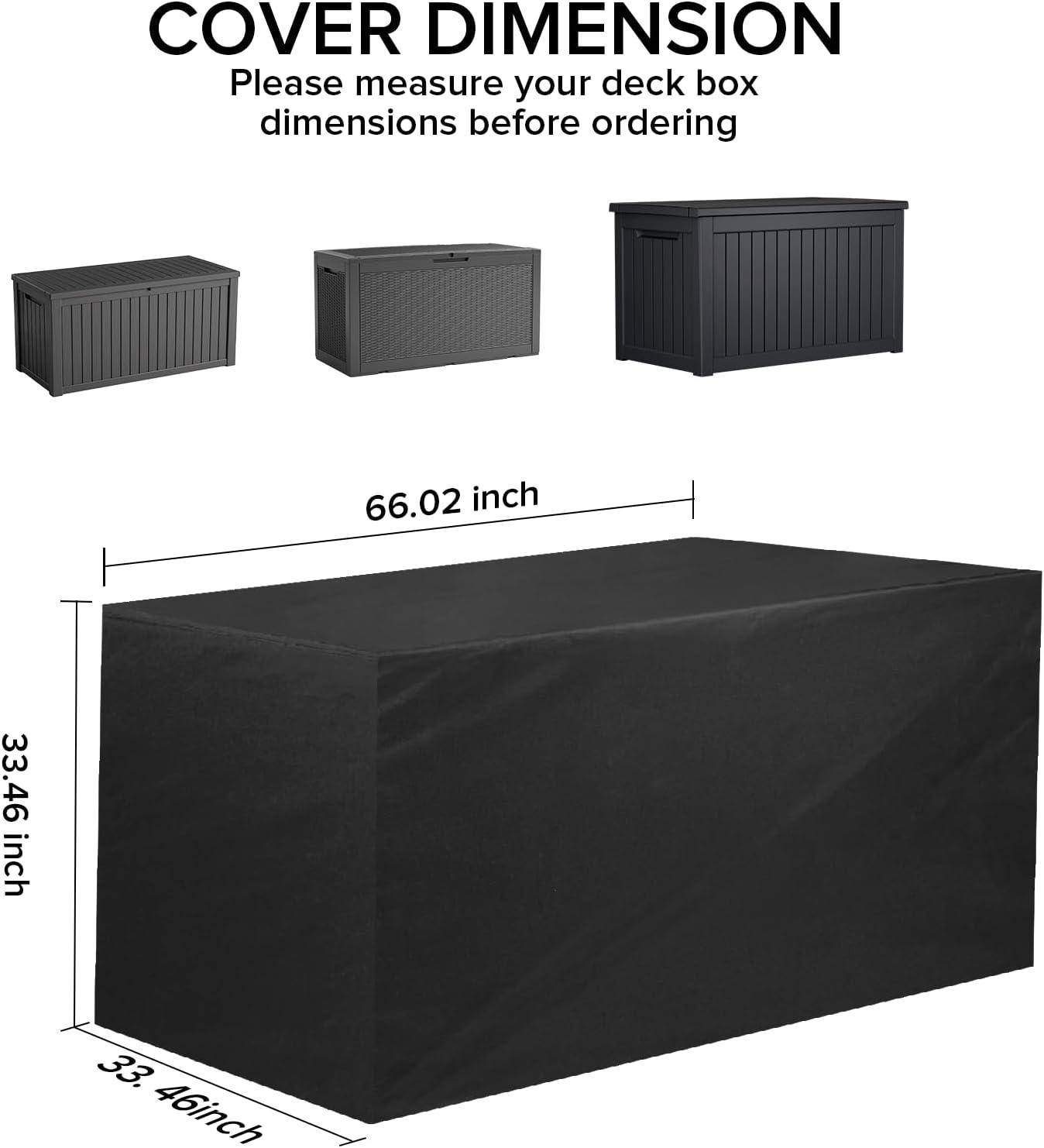 imageDeck Box Cover Outdoor Storage Box Cover XXL 230 Gallon Deck Box Outside Patio Storage Bench  600D Heavy Duty WaterproofBlack 66quot L x 33quot W x 33quot H66 L x 33 W x 33 H