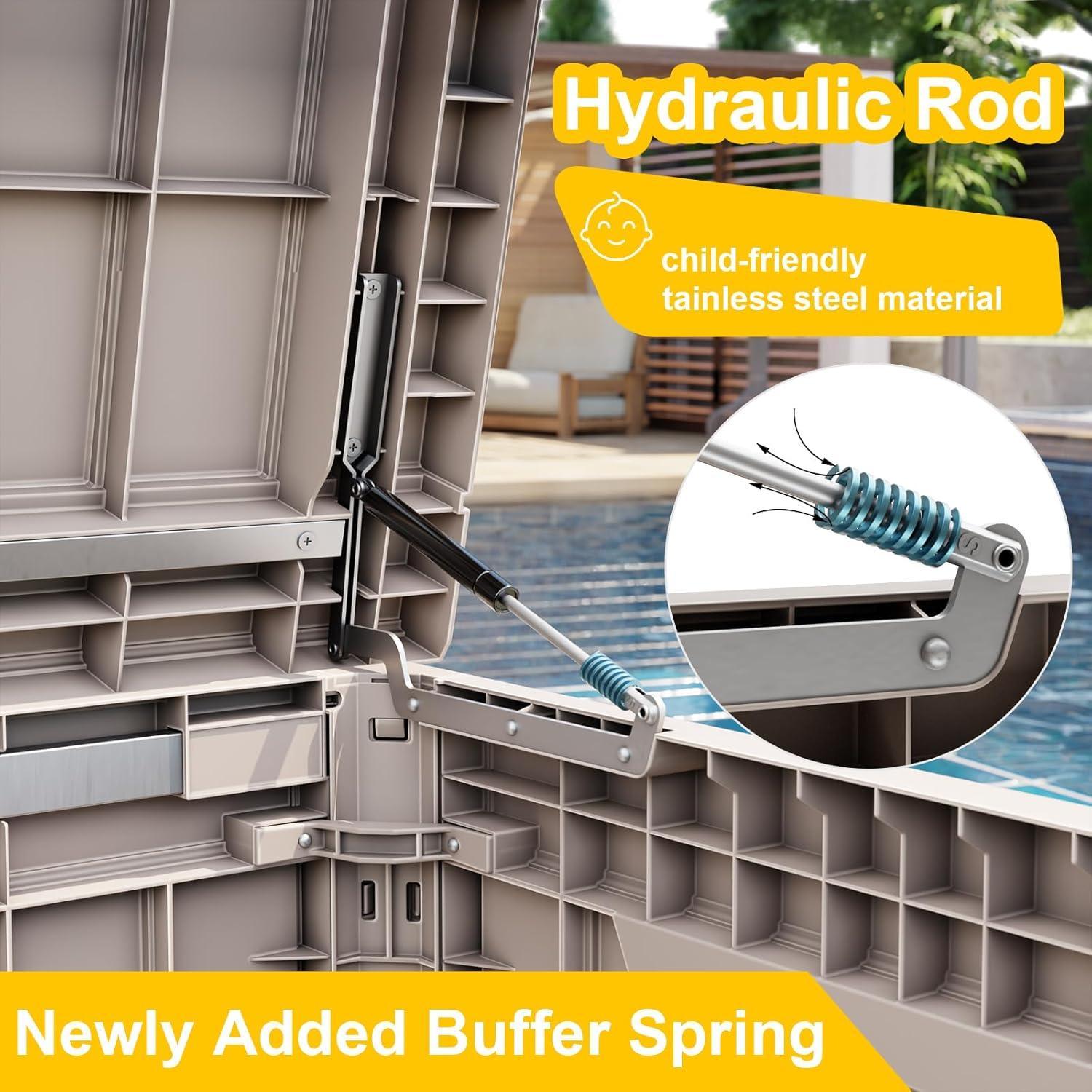 imageXXL 230 Gallon Large Resin Deck Box Outdoor Lockable Storage Box for Patio Cushions Storage Furniture Pool Supplies Garden Tools Weatherproof and UV Resistant Black 230 GallonLight brown