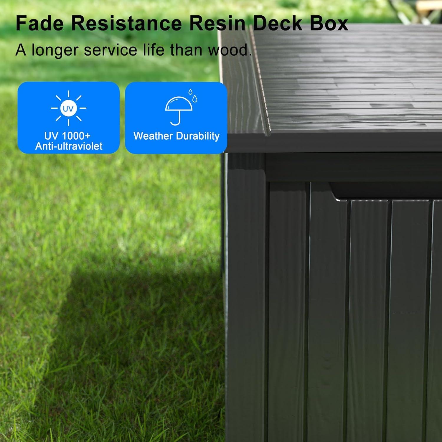 imageXXL 230 Gallon Large Resin Deck Box Outdoor Lockable Storage Box for Patio Cushions Storage Furniture Pool Supplies Garden Tools Weatherproof and UV Resistant Black 230 GallonBlack