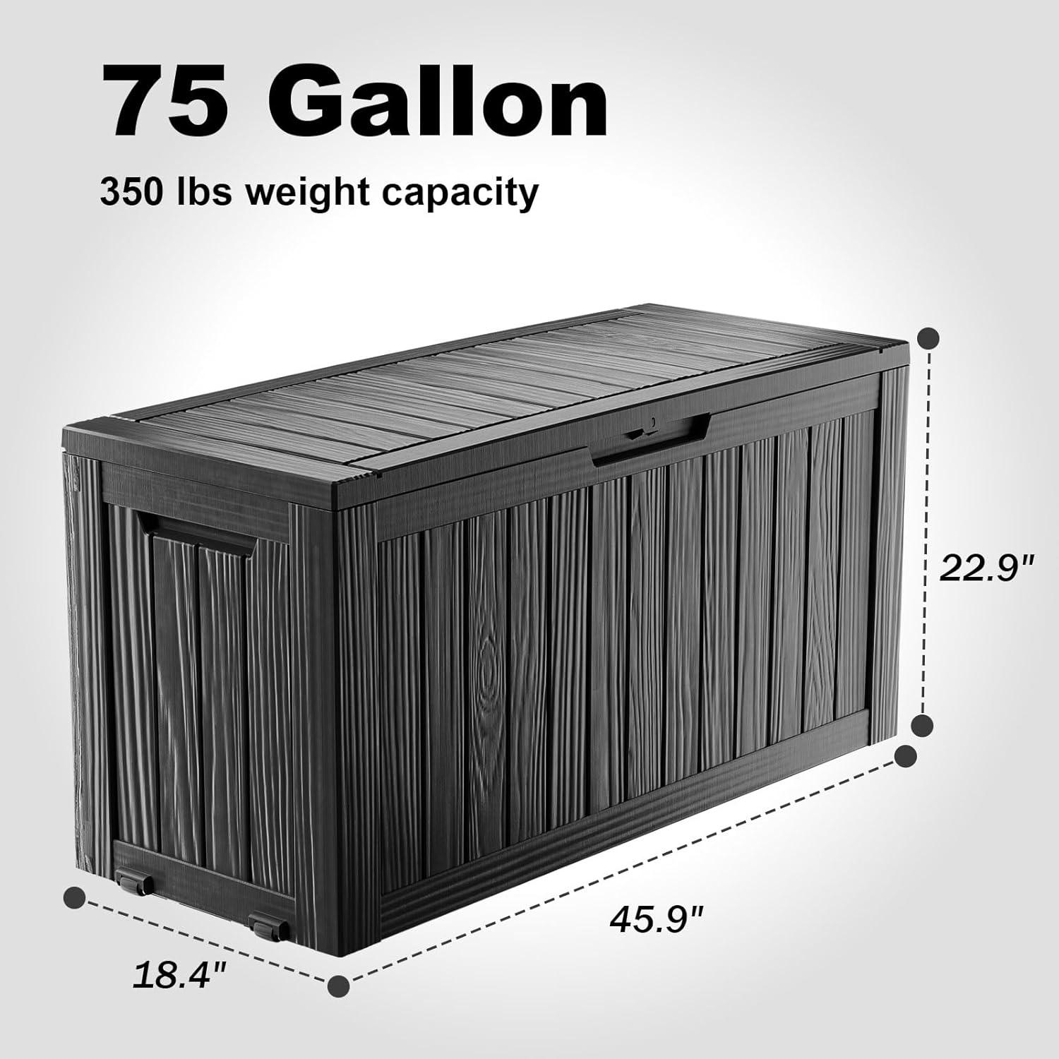 imageXXL 230 Gallon Large Resin Deck Box Outdoor Lockable Storage Box for Patio Cushions Storage Furniture Pool Supplies Garden Tools Weatherproof and UV Resistant Black 230 GallonBlack