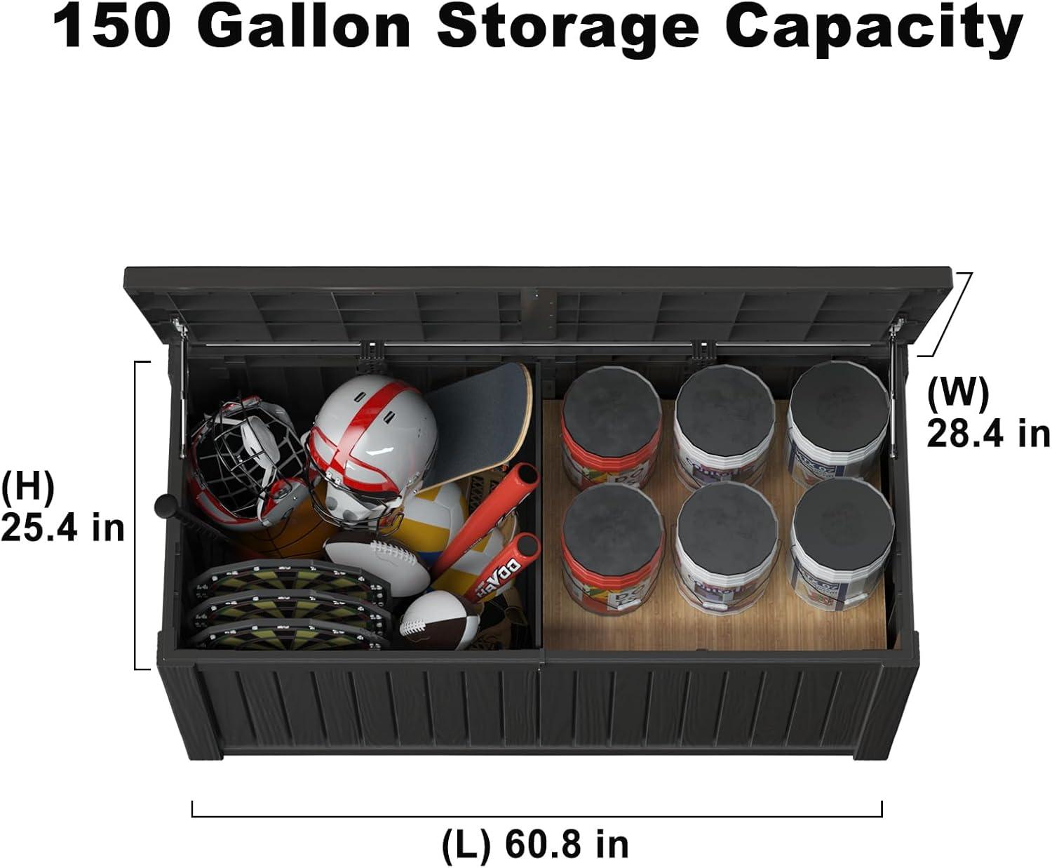 imageXXL 230 Gallon Large Resin Deck Box Outdoor Lockable Storage Box for Patio Cushions Storage Furniture Pool Supplies Garden Tools Weatherproof and UV Resistant Black 230 GallonBlack