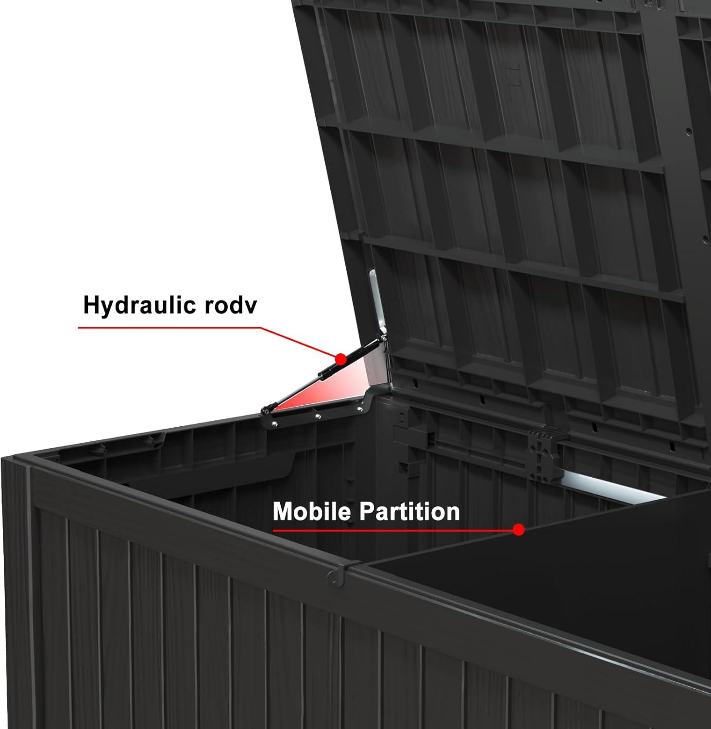 imageXXL 230 Gallon Large Resin Deck Box Outdoor Lockable Storage Box for Patio Cushions Storage Furniture Pool Supplies Garden Tools Weatherproof and UV Resistant Black 230 GallonBlack