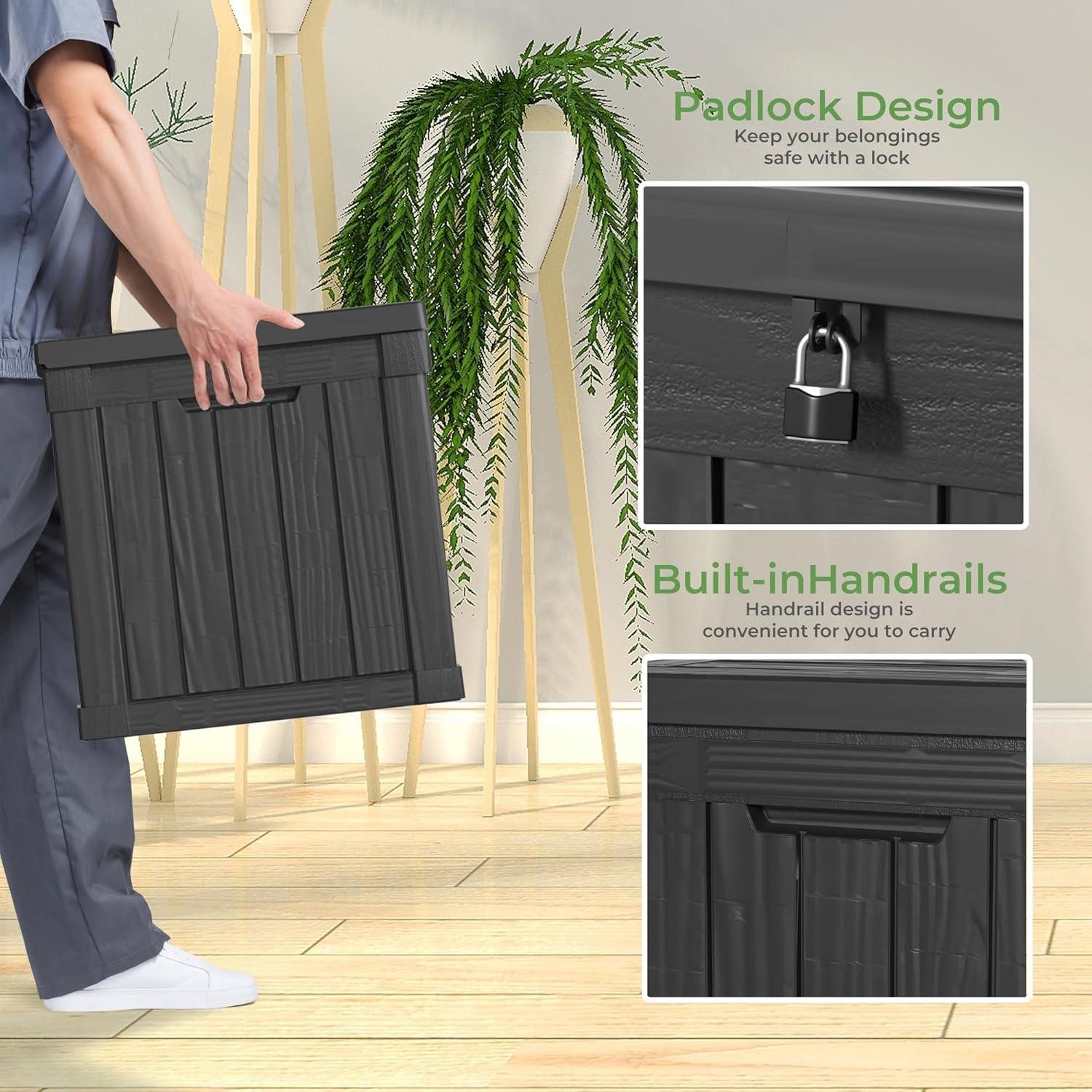 imageXXL 230 Gallon Large Resin Deck Box Outdoor Lockable Storage Box for Patio Cushions Storage Furniture Pool Supplies Garden Tools Weatherproof and UV Resistant Black 230 GallonBlack