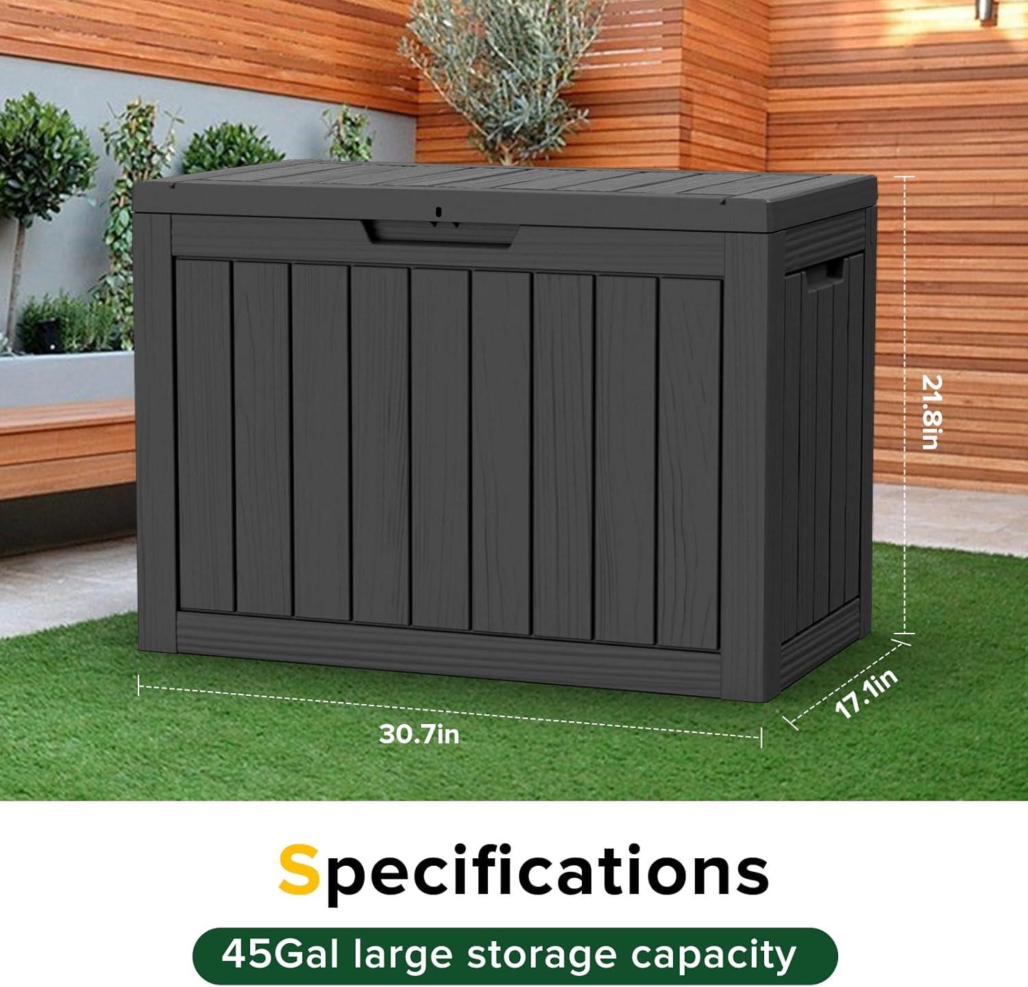 imageXXL 230 Gallon Large Resin Deck Box Outdoor Lockable Storage Box for Patio Cushions Storage Furniture Pool Supplies Garden Tools Weatherproof and UV Resistant Black 230 GallonBlack