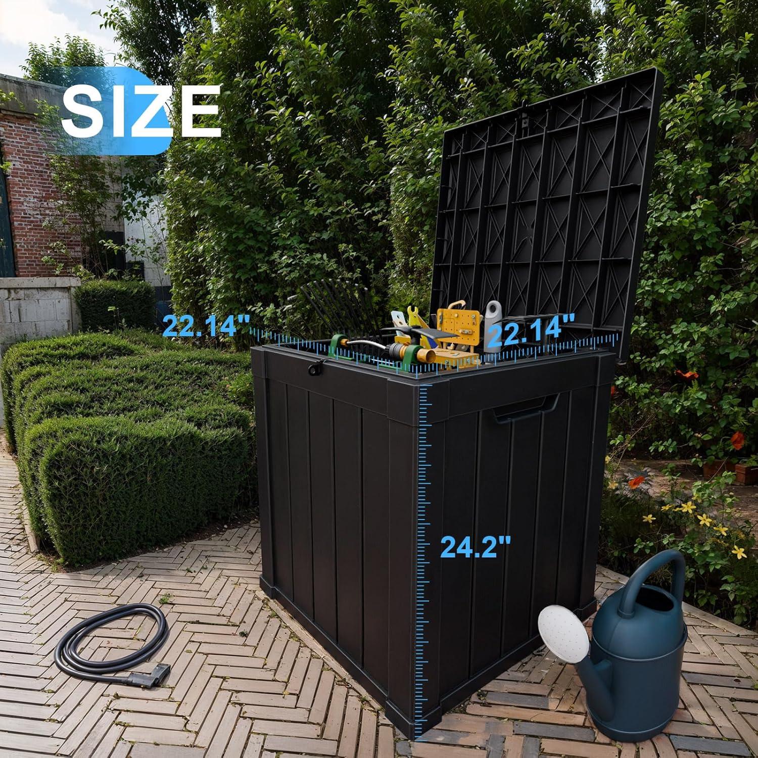 imageXXL 230 Gallon Large Resin Deck Box Outdoor Lockable Storage Box for Patio Cushions Storage Furniture Pool Supplies Garden Tools Weatherproof and UV Resistant Black 230 GallonBlack