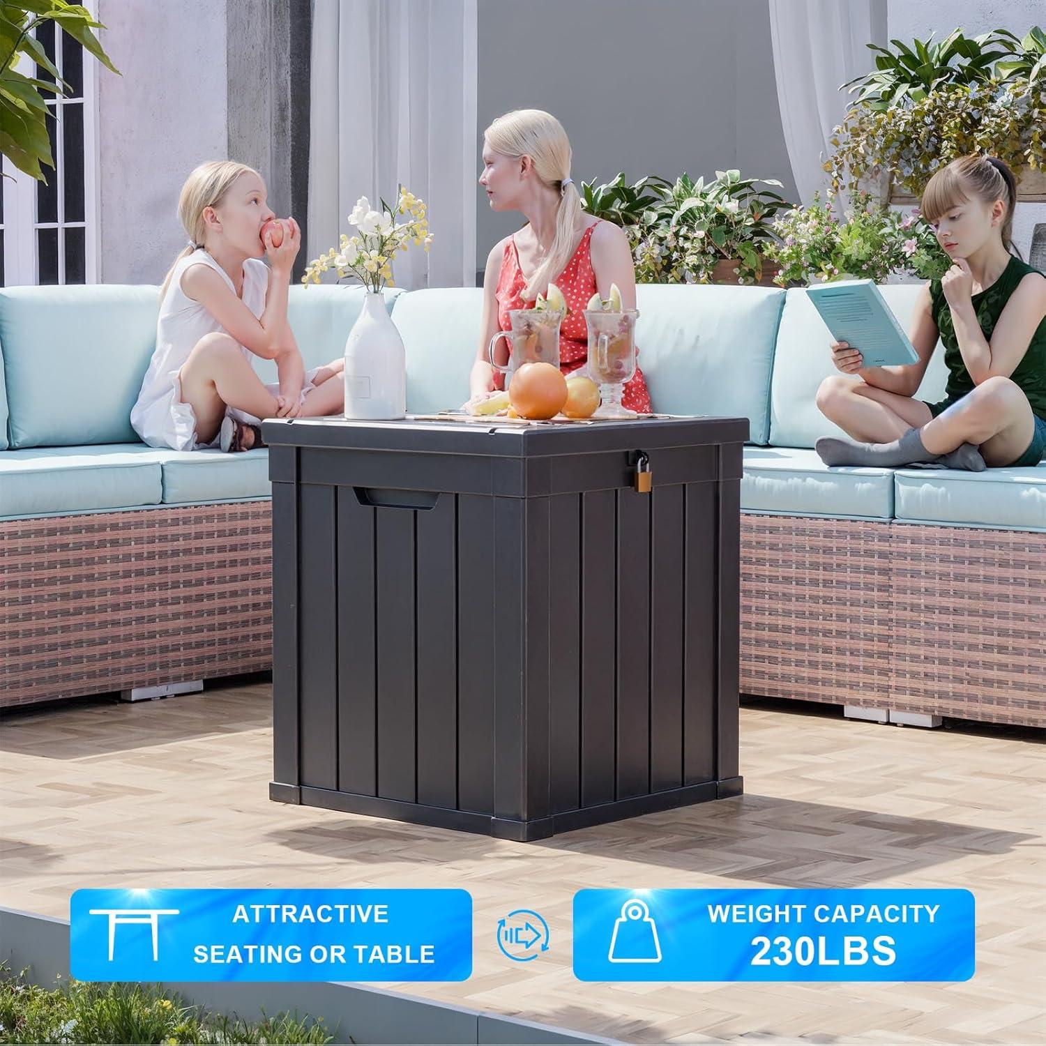 imageXXL 230 Gallon Large Resin Deck Box Outdoor Lockable Storage Box for Patio Cushions Storage Furniture Pool Supplies Garden Tools Weatherproof and UV Resistant Black 230 GallonBlack