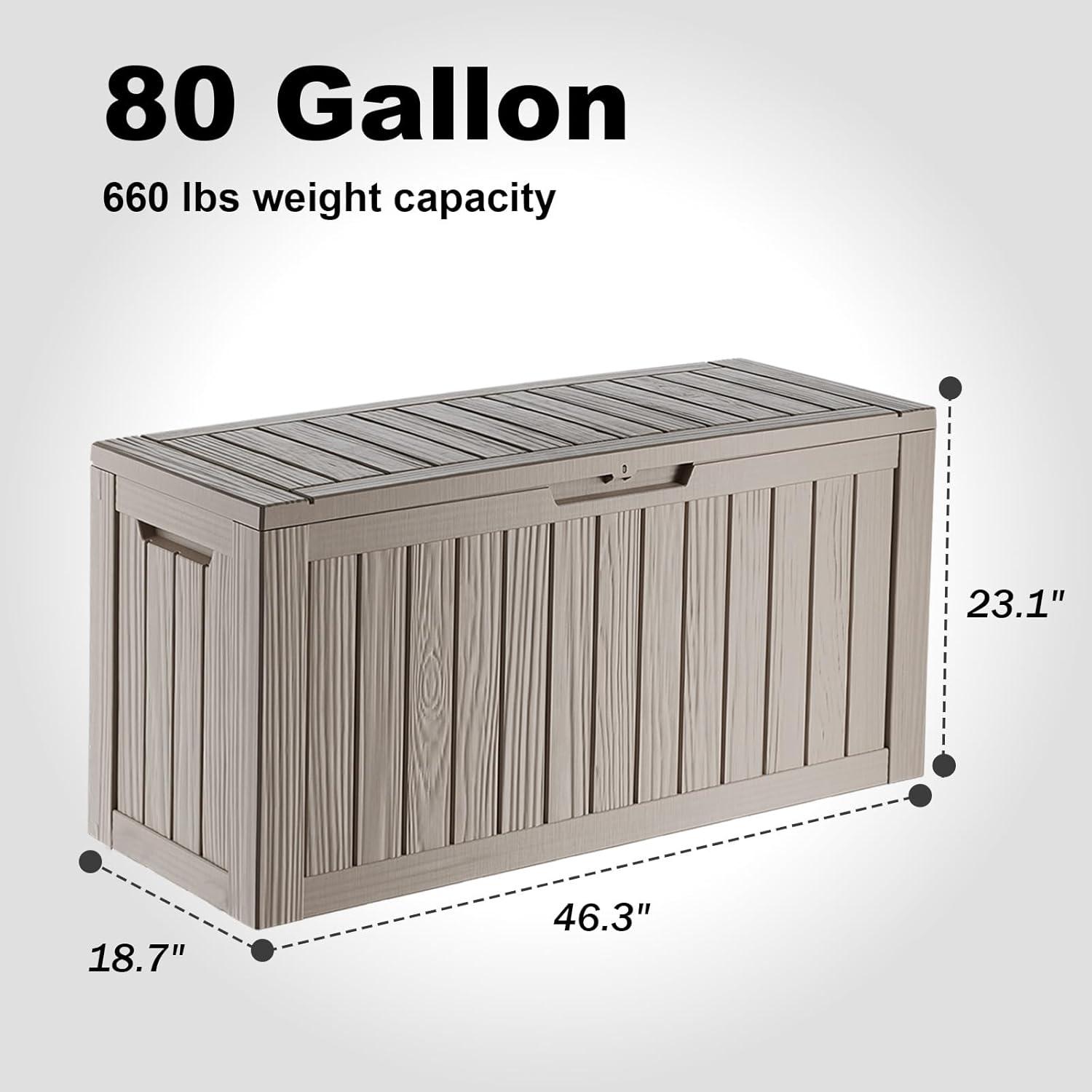 imageXXL 230 Gallon Large Resin Deck Box Outdoor Lockable Storage Box for Patio Cushions Storage Furniture Pool Supplies Garden Tools Weatherproof and UV Resistant Black 230 GallonLight brown