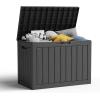 image100 Gallon Resin Deck Box Lockable Patio Outdoor Storage Box for Furniture Garden Tools and Tools Storage Waterproof Outside Storage Boxes  BlackBlack