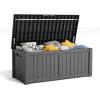 image100 Gallon Resin Deck Box Lockable Patio Outdoor Storage Box for Furniture Garden Tools and Tools Storage Waterproof Outside Storage Boxes  BlackBlack