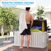image100 Gallon Resin Deck Box Lockable Patio Outdoor Storage Box for Furniture Garden Tools and Tools Storage Waterproof Outside Storage Boxes  BlackBlackWhite