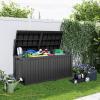 image100 Gallon Resin Deck Box Lockable Patio Outdoor Storage Box for Furniture Garden Tools and Tools Storage Waterproof Outside Storage Boxes  BlackBlack
