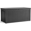 image100 Gallon Resin Deck Box Lockable Patio Outdoor Storage Box for Furniture Garden Tools and Tools Storage Waterproof Outside Storage Boxes  BlackBlack