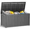 image100 Gallon Resin Deck Box Lockable Patio Outdoor Storage Box for Furniture Garden Tools and Tools Storage Waterproof Outside Storage Boxes  BlackBlack