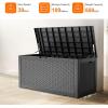 image100 Gallon Resin Deck Box Lockable Patio Outdoor Storage Box for Furniture Garden Tools and Tools Storage Waterproof Outside Storage Boxes  BlackBlack