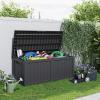 image100 Gallon Resin Deck Box Lockable Patio Outdoor Storage Box for Furniture Garden Tools and Tools Storage Waterproof Outside Storage Boxes  BlackBlack
