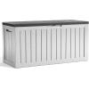 image100 Gallon Resin Deck Box Lockable Patio Outdoor Storage Box for Furniture Garden Tools and Tools Storage Waterproof Outside Storage Boxes  BlackBlackWhite
