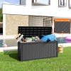 image100 Gallon Resin Deck Box Lockable Patio Outdoor Storage Box for Furniture Garden Tools and Tools Storage Waterproof Outside Storage Boxes  BlackBlack