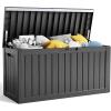 image100 Gallon Resin Deck Box Lockable Patio Outdoor Storage Box for Furniture Garden Tools and Tools Storage Waterproof Outside Storage Boxes  BlackBlack