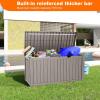 image100 Gallon Resin Deck Box Lockable Patio Outdoor Storage Box for Furniture Garden Tools and Tools Storage Waterproof Outside Storage Boxes  BlackGrey