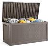 image100 Gallon Resin Deck Box Lockable Patio Outdoor Storage Box for Furniture Garden Tools and Tools Storage Waterproof Outside Storage Boxes  BlackGrey