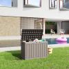 image100 Gallon Resin Deck Box Lockable Patio Outdoor Storage Box for Furniture Garden Tools and Tools Storage Waterproof Outside Storage Boxes  BlackGrey