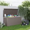 image100 Gallon Resin Deck Box Lockable Patio Outdoor Storage Box for Furniture Garden Tools and Tools Storage Waterproof Outside Storage Boxes  BlackGrey