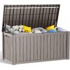 image100 Gallon Resin Deck Box Lockable Patio Outdoor Storage Box for Furniture Garden Tools and Tools Storage Waterproof Outside Storage Boxes  BlackGrey