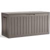 image100 Gallon Resin Deck Box Lockable Patio Outdoor Storage Box for Furniture Garden Tools and Tools Storage Waterproof Outside Storage Boxes  BlackGrey
