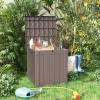 image100 Gallon Resin Deck Box Lockable Patio Outdoor Storage Box for Furniture Garden Tools and Tools Storage Waterproof Outside Storage Boxes  BlackGrey