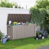 image100 Gallon Resin Deck Box Lockable Patio Outdoor Storage Box for Furniture Garden Tools and Tools Storage Waterproof Outside Storage Boxes  BlackGrey