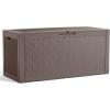 image100 Gallon Resin Deck Box Lockable Patio Outdoor Storage Box for Furniture Garden Tools and Tools Storage Waterproof Outside Storage Boxes  BlackGrey