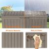 image100 Gallon Resin Deck Box Lockable Patio Outdoor Storage Box for Furniture Garden Tools and Tools Storage Waterproof Outside Storage Boxes  BlackGrey