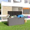 image100 Gallon Resin Deck Box Lockable Patio Outdoor Storage Box for Furniture Garden Tools and Tools Storage Waterproof Outside Storage Boxes  BlackGrey