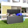 image100 Gallon Resin Deck Box Lockable Patio Outdoor Storage Box for Furniture Garden Tools and Tools Storage Waterproof Outside Storage Boxes  BlackPatterned black
