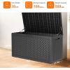 image100 Gallon Resin Deck Box Lockable Patio Outdoor Storage Box for Furniture Garden Tools and Tools Storage Waterproof Outside Storage Boxes  BlackPatterned black