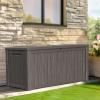 image180 Gallon Large Resin Deck Box Outdoor Lockable Storage Box with Divider for Patio Cushions Storage Furniture Pool Supplies Garden Tools Weatherproof and UV Resistant Light brown