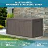 image180 Gallon Large Resin Deck Box Outdoor Lockable Storage Box with Divider for Patio Cushions Storage Furniture Pool Supplies Garden Tools Weatherproof and UV Resistant Light brown
