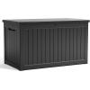 image28 Gallon Resin Deck Box Lockable Patio Outdoor Storage Box for Furniture Garden Tools and Tools Storage Waterproof Outside Storage Boxes  BlackBlack