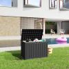 image28 Gallon Resin Deck Box Lockable Patio Outdoor Storage Box for Furniture Garden Tools and Tools Storage Waterproof Outside Storage Boxes  BlackBlack