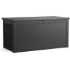 image28 Gallon Resin Deck Box Lockable Patio Outdoor Storage Box for Furniture Garden Tools and Tools Storage Waterproof Outside Storage Boxes  BlackBlack