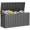 image28 Gallon Resin Deck Box Lockable Patio Outdoor Storage Box for Furniture Garden Tools and Tools Storage Waterproof Outside Storage Boxes  BlackBlack