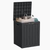 image28 Gallon Resin Deck Box Lockable Patio Outdoor Storage Box for Furniture Garden Tools and Tools Storage Waterproof Outside Storage Boxes  BlackBlack