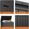 image28 Gallon Resin Deck Box Lockable Patio Outdoor Storage Box for Furniture Garden Tools and Tools Storage Waterproof Outside Storage Boxes  BlackBlack