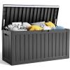image28 Gallon Resin Deck Box Lockable Patio Outdoor Storage Box for Furniture Garden Tools and Tools Storage Waterproof Outside Storage Boxes  BlackBlack