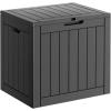 image28 Gallon Resin Deck Box Lockable Patio Outdoor Storage Box for Furniture Garden Tools and Tools Storage Waterproof Outside Storage Boxes  BlackBlack